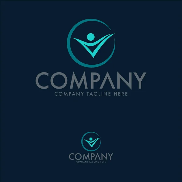 İnsan V Logo Tasarım Şablon Vektörü