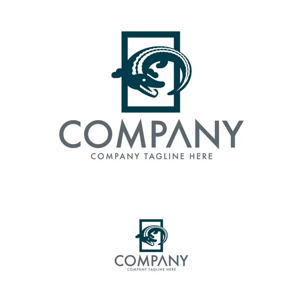 Crocodilo Criativo Logo Design Vector — Vetor de Stock