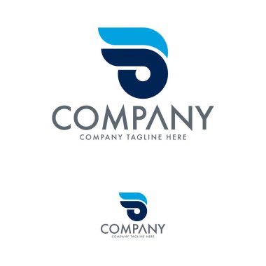 Yaratıcı D Harfi ve Kanat Logo Şablonu