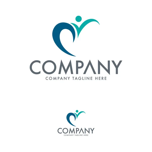 Kreatív Szív Humán Logo Template — Stock Vector