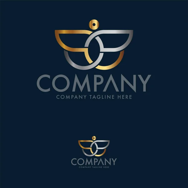 Logotipo Humano Criativo Asa — Vetor de Stock