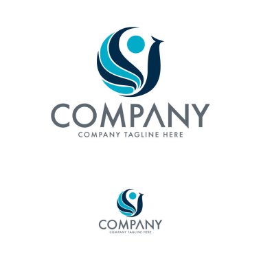 Soyut Daire Kuş Logo Şablonu