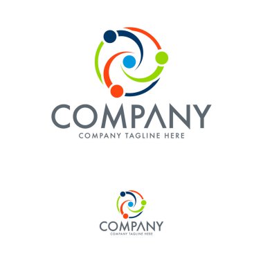 Soyut renkli logo tasarım şablonu. İnsan logo şablonu