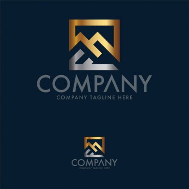 Harf Fm ve Dağ Logo Şablonu