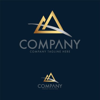 M Harfi ve Dağ Logo Şablonu