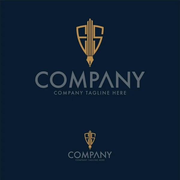 Shield Es Logo Tasarımı. Kalem Logosu. Hukuk Logosu 