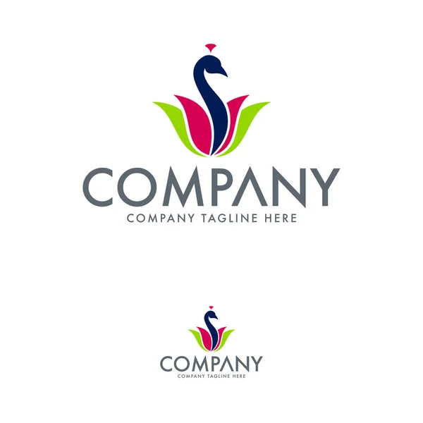 Colorful Peacock Logo Design Template — Stock Vector