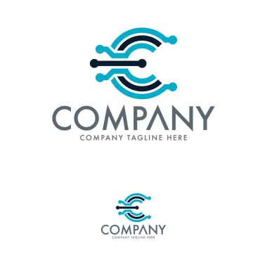 C Harfi Teknolojisi Logo Şablonu
