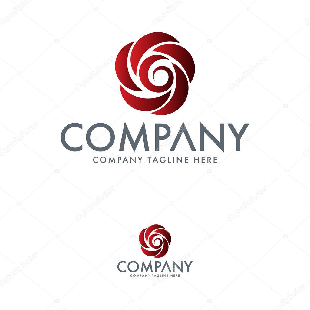 Letter G red rose logo design template