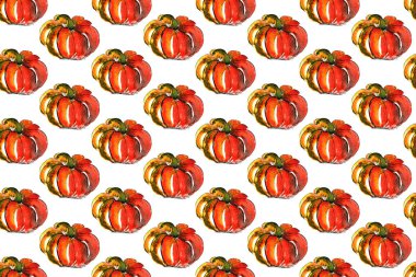 Suluboya parlak Kabak dikişsiz desen. Hasat festivali veya Şükran Günü için Kabak arka plan. Cadılar Bayramı baskı