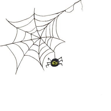 Spider web and spider on a white background. Halloween illustration. watercolor
