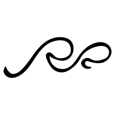  Eldeki soyut siyah dalga beyaz arkaplanda izole edilmiş karalama tarzı, dalgalı çizgi. Basit bir karikatür çizimi. Vektör