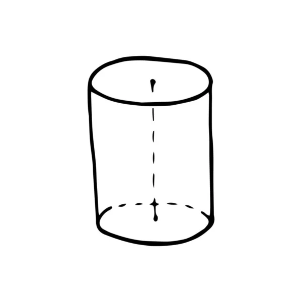 Cylinder Doodle Style Isolated White Background Single Geometric Figure Sign — Stock Vector