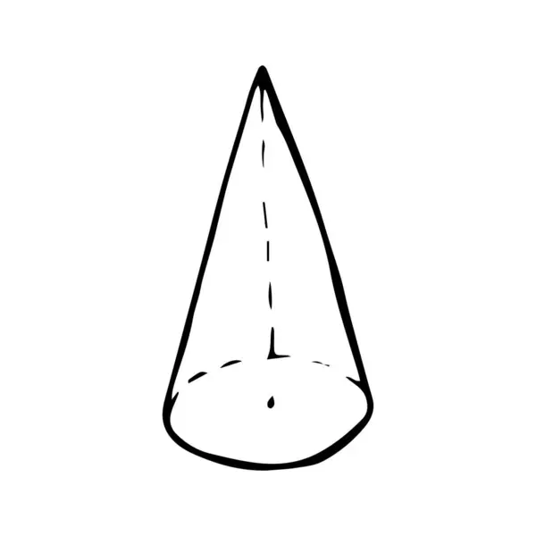 Cono Stile Doodle Isolato Sfondo Bianco Singola Figura Geometrica Firma — Vettoriale Stock