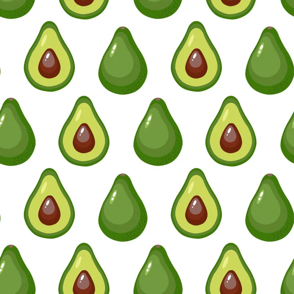 Seamless Pattern Avocado Green Vegetarian Food Illustration Flat Minimalism Style — Stock Vector