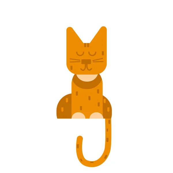 Cute Red Orange Cat Flat Style Isolated White Background Vector — Stock Vector