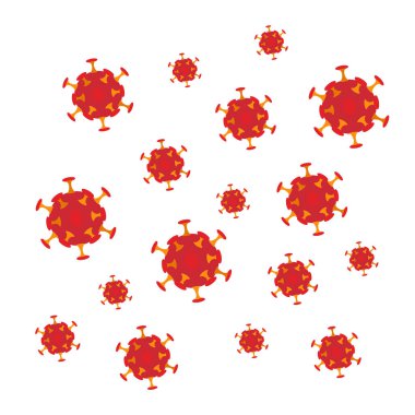 Coronavirus el yapımı ikonlar, Coronavirus Bakteri Hücre Simgesi, 2019-nCoV Roman Coronavirus Bakterisi. Çin 'de tehlikeli koronavirüs hücresi salgını, Wuhan. Arkaplan Sosyal Medya Web Sancağı