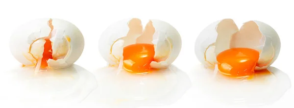 Step Broken Egg Isolated White Background — Stock Photo, Image