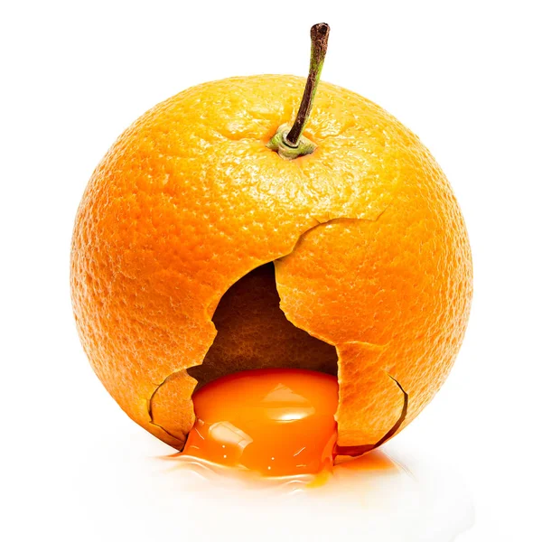 Яєчний Жовток Внутрішній Розбитий Апельсиновий Фрукт Концепції Креативного Харчового Інгредієнта — стокове фото