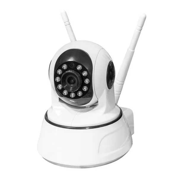Moderne Drahtlose Überwachungskamera Isoliert Auf Weißem Hintergrund Mit Clipping Pfad — Stockfoto