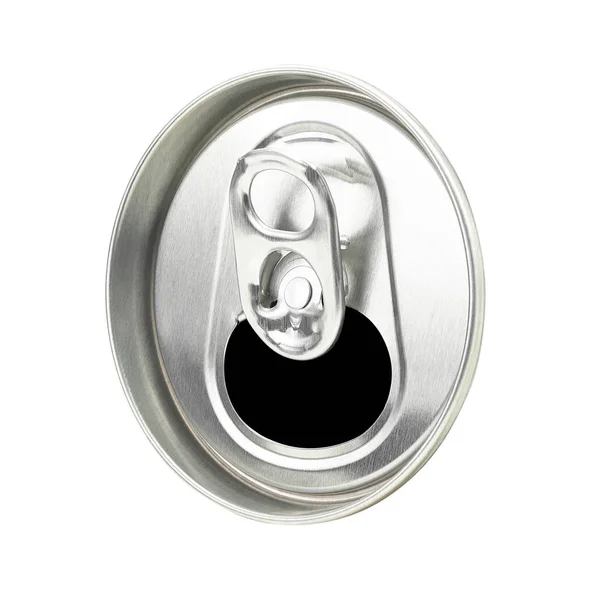 アルミニウム リング プルのサイドビュー缶蓋クリッピング パスとホワイト バック グラウンドの分離 — ストック写真