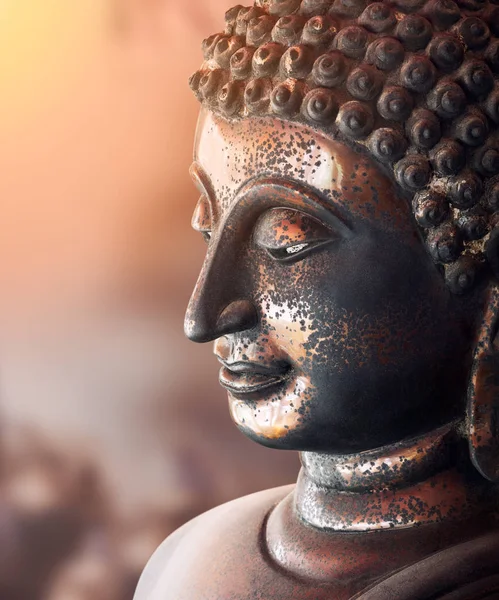 Statue Bouddha Bronze Objet Sacré Dans Temple Public Thaïlande — Photo