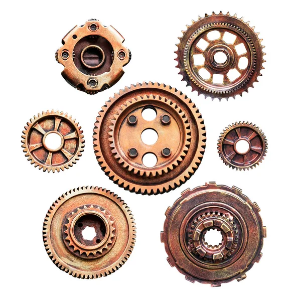 Metal Cog Machine Industry Material Isolated White Background Clipping Path — Stock Photo, Image