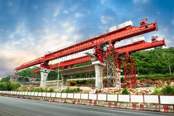 Equipo Industrial Pesado Para Construir Supercarretera Sitio Construcción Para Megaproyecto — Foto de Stock