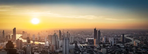 Skyscraper Cityscape Chaopraya River Bangkok Metropolis Thailand Sunset Time — Stock Photo, Image