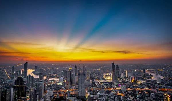 Night Scene Cityscape Chaopraya River Bangkok Metropolis Thailand — Stock Photo, Image