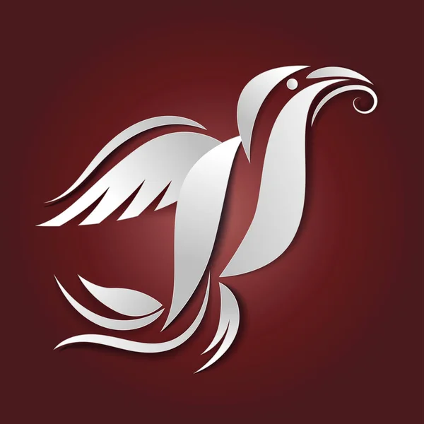 Ikona Ptak Symbol Stylu Sztuki Papieru Grafika Ilustracja Wektorowa — Wektor stockowy
