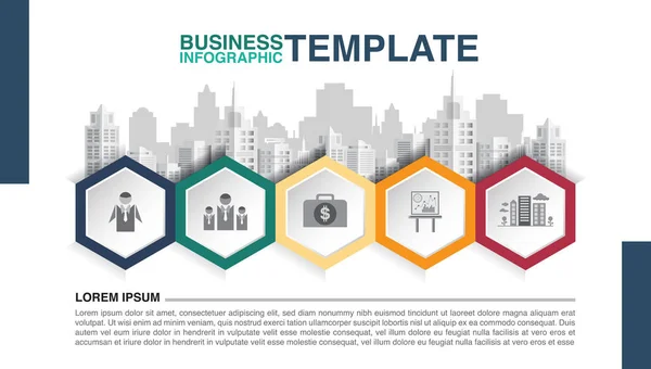 Ícone Símbolo Banner Hexágono Para Infográfico Negócios Gráfico Ilustração Vetorial — Vetor de Stock