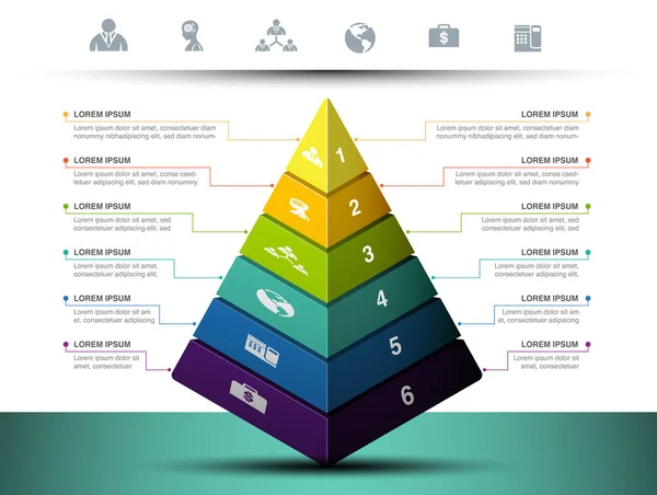 Gráfico Piramidal Con Icono Símbolo Para Infografía Negocios Gráfico Ilustración — Vector de stock