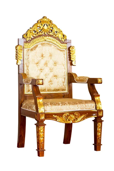 Stará zlatá židle izolovaná — Stock fotografie