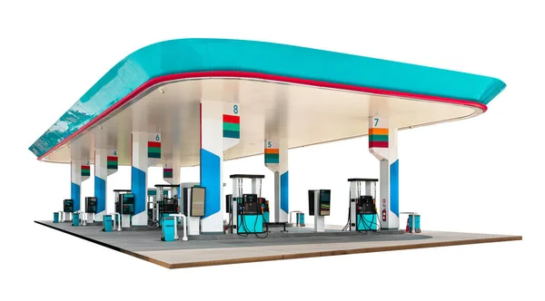 Oil petrol dispenser station isolated on white background with clipping path