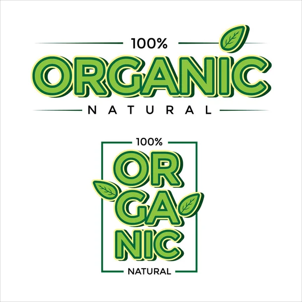Gıda Ürünlerini 100 Organik Doğal Kare Şeklinde Etiketle Çevre Dostu — Stok Vektör