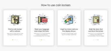 How to use coin locker. Modern and simplified vector illustration clipart