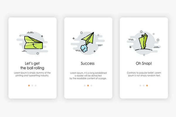 Progettazione Schermi Onboarding Iniziare Fare Concetto Illustrazione Vettore Moderna Semplificata — Vettoriale Stock