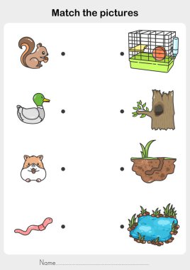 Hayvanlar ve Evleri 'nin resimleriyle eşleşiyor. - Eğitim için flashcards.