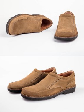 Beyaz arka plan, izole ürün, rahat ayakkabı erkek kahverengi deri şık Ayakkabı.