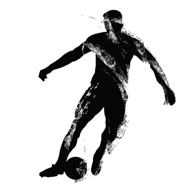 Vektör futbol oyuncu siluet. Silah oyuncu. Beyaz arka plan üzerinde izole.