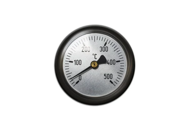 Celsius Thermometer Temperatuurmeter Van Een Kachel Geïsoleerd Een Witte Achtergrond — Stockfoto