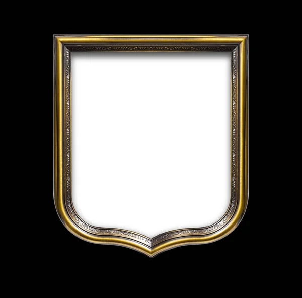 Heraldic Shield Diploma Wooden Frame Isolated Black Background — Stock Photo, Image