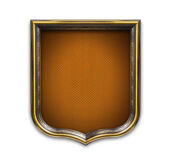 Heraldický Štít Diplom Dřevěném Rámu Izolované Bílém Pozadí — Stock fotografie