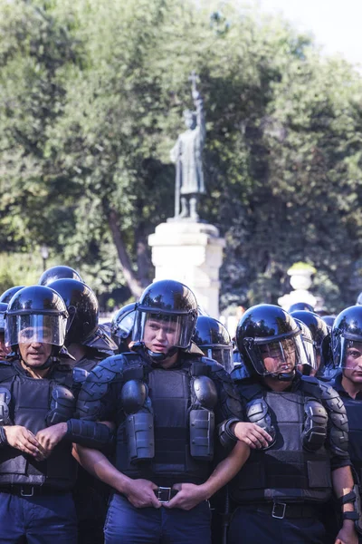 Chisinau Moldova Settembre 2018 Polizia Uniforme Durante Proteste Strade Chisinau — Foto Stock