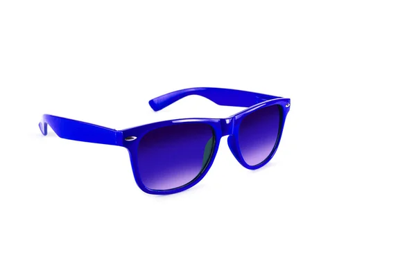 Blauwe Zonnebril Beschermen Ogen Tegen Zon Geïsoleerd Witte Achtergrond — Stockfoto