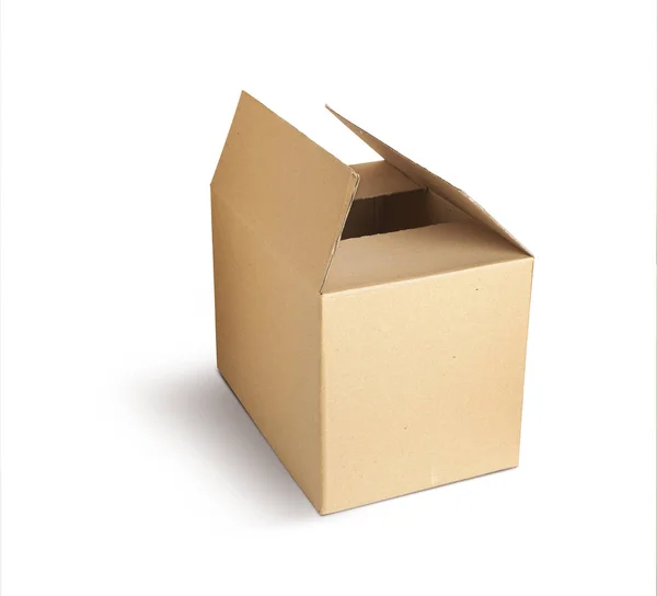 Cardboard box open. Isolated on white background — Stock Photo, Image