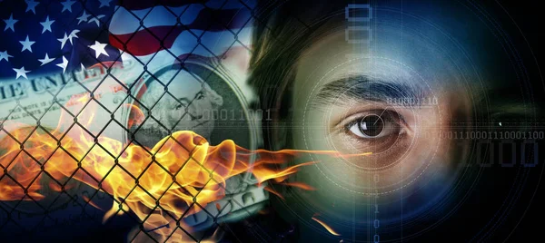 Man Eye Watching Digital Image Financial Risk Abstract Image Background — Φωτογραφία Αρχείου
