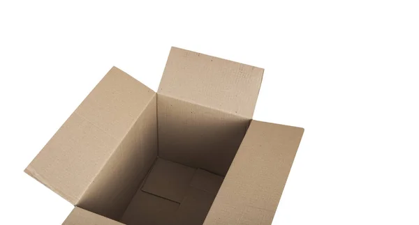 Caixa de artesanato de papelão aberta. Para transportar artigos — Fotografia de Stock