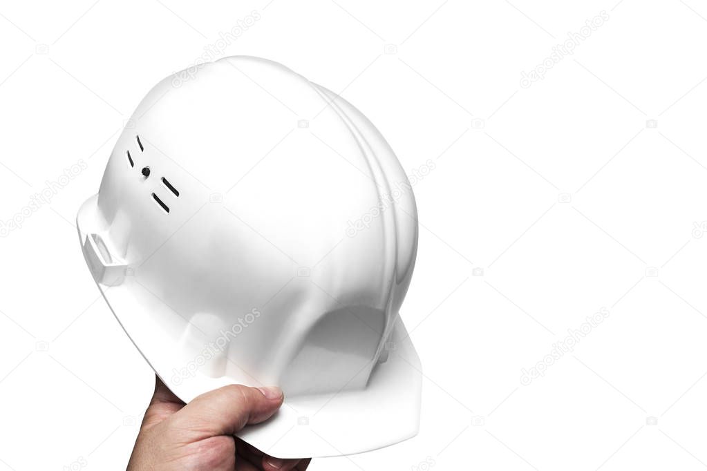 Construction helmet, head protection in hand men